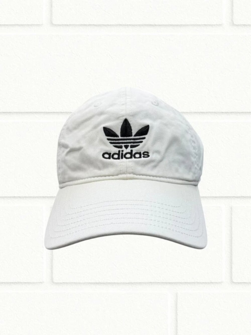 Adidas Vintage Classic Logo White Baseball Cap Adjustable Strap Streetwear Retro